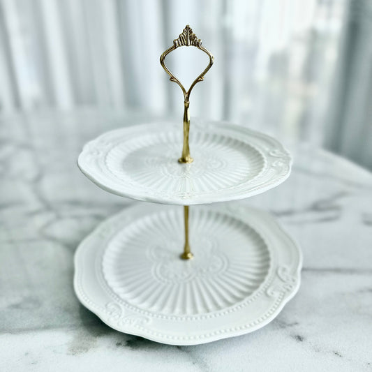 Two-Tier Dessert Stand – Vintage Medallion Design